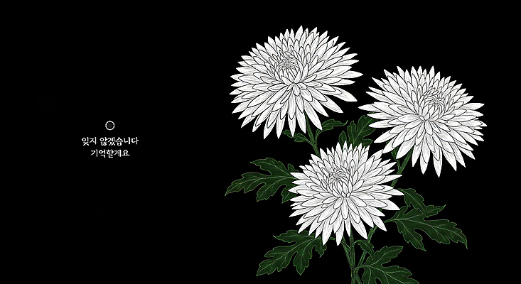 PSD 잎 일러스트 국화 사람없음 검은색 삼일절 애도 애국심 순국선열 추모 호국영령 독립투사 국내일러스트 식물 꽃 컬러 공휴일 국경일 파일형식