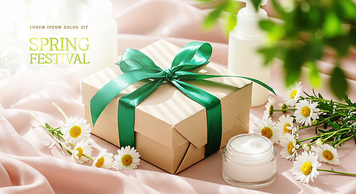 PSD 편집이미지 리본 분홍색 잎 봄꽃 이벤트 사람없음 선물상자 세일 용기 천 피부관리 스킨케어 수분크림 이미지편집 식물 그릇 꽃 컬러 선물 상자 뷰티 봄 화장품 직물 파일형식