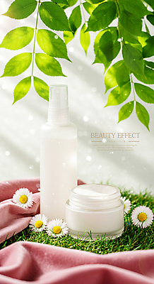 PSD 편집이미지 봄꽃 나뭇잎 이벤트 잔디 사람없음 용기 천 스킨케어 수분크림 목업 이미지편집 편집실사 식물 그릇 꽃 잎 뷰티 봄 화장품 직물 CG 파일형식