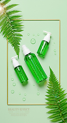 PSD 편집이미지 잎 이벤트 사람없음 초록색 화장품 물방울 용기 스킨케어 목업 이미지편집 편집실사 식물 그릇 컬러 뷰티 CG 파일형식