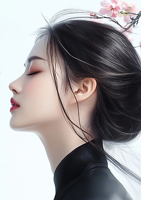 JPG 모델 편집이미지 여자 얼굴 한명 성인 뷰티 눈감음 벚꽃 의료성형뷰티 성인여자한명만 편집실사 AI인물포토 AI콘텐츠 1 꽃 모션 사람 신체부위 CG 여자한명만 성인여자만 파일형식 AI포토