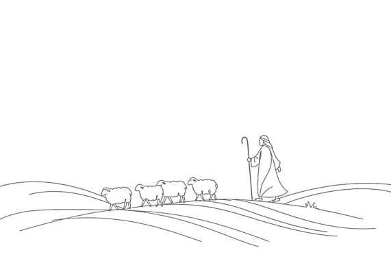 전신 남자 기독교 라인일러스트 일러스트 지팡이 한명 성인 걷기 예수 라인아트 양떼 성인남자한명만 국내일러스트 AI파일 1 종교 선 모션 사람 양 신_종교 남자한명만 성인남자만 파일형식 벡터