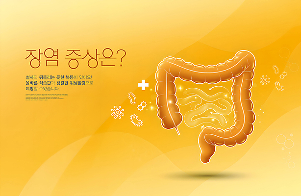 PSD 편집이미지 사람없음 치료 노란색 내장 대장 박테리아 십자마크 장염 증상 이미지편집 컬러 의학 장기_의학 질병 파일형식
