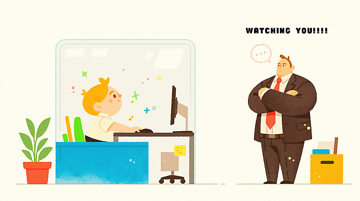 전신 PSD 남자 화분 벽 말풍선 의자 일러스트 유리 앉기 성인 두명 사무실 팔짱 모니터 직장인 상사 책상 감시 베이지색 성인남자만 국내일러스트 직업 컬러 가구 비즈니스 모션 재질 사람 컴퓨터 남자만 성인만 파일형식