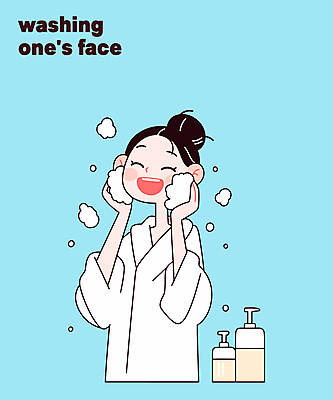 여자 하늘색 일러스트 한명 미소 상반신 성인 눈감음 거품 목욕가운 세수 피부관리 세안제 성인여자한명만 문지르기 일러캐릭터 AI파일 캐릭터 1 모션 표정 사람 파란색 뷰티 청결 가운 세안용품 여자한명만 성인여자만 파일형식 벡터