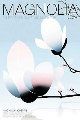 PSD 일러스트 봄꽃 추상 사람없음 파란색 나뭇가지 분위기 우아함 목련 국내일러스트 나무 꽃 컬러 컨셉 무늬 봄 파일형식