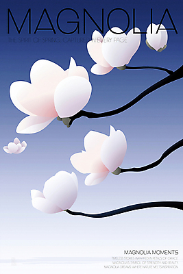 PSD 일러스트 봄꽃 추상 사람없음 파란색 나뭇가지 분위기 우아함 목련 국내일러스트 나무 꽃 컬러 컨셉 무늬 봄 파일형식