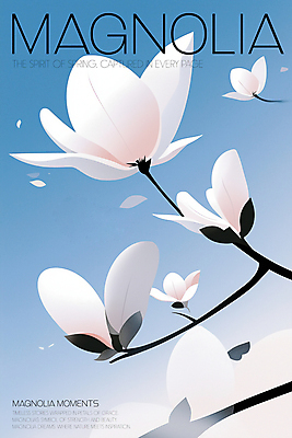 PSD 일러스트 봄꽃 추상 사람없음 파란색 나뭇가지 분위기 우아함 목련 국내일러스트 나무 꽃 컬러 컨셉 무늬 봄 파일형식