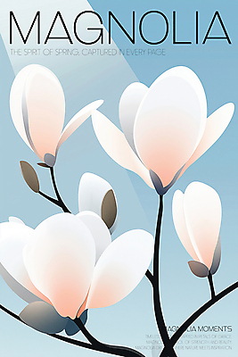 PSD 일러스트 봄꽃 추상 사람없음 파란색 나뭇가지 분위기 우아함 목련 국내일러스트 나무 꽃 컬러 컨셉 무늬 봄 파일형식