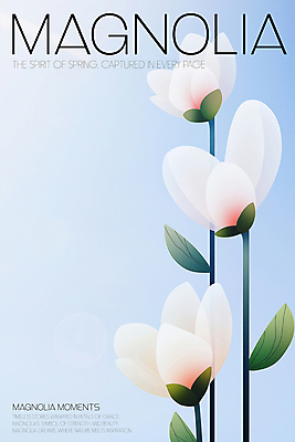 PSD 일러스트 봄꽃 추상 사람없음 파란색 나뭇가지 분위기 우아함 목련 국내일러스트 나무 꽃 컬러 컨셉 무늬 봄 파일형식