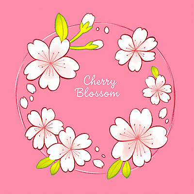 JPG 꽃잎 분홍색 잎 일러스트 색연필 사람없음 화환 벚꽃 감성 원형프레임 꽃프레임 국내일러스트 AI일러스트 AI콘텐츠 식물 꽃 컬러 컨셉 학용품 프레임 원형 파일형식