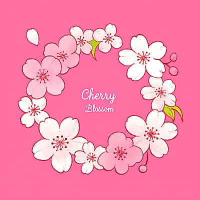 JPG 꽃잎 분홍색 잎 일러스트 색연필 사람없음 화환 벚꽃 꽃봉오리 감성 원형프레임 꽃프레임 국내일러스트 AI일러스트 AI콘텐츠 식물 꽃 컬러 컨셉 학용품 프레임 원형 파일형식