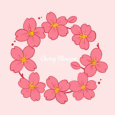 JPG 꽃잎 분홍색 일러스트 색연필 사람없음 화환 벚꽃 감성 원형프레임 꽃프레임 국내일러스트 AI일러스트 AI콘텐츠 꽃 컬러 컨셉 학용품 프레임 원형 파일형식