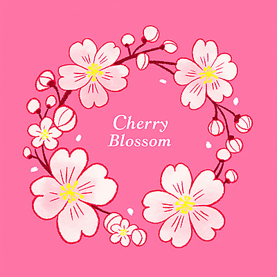 JPG 꽃잎 분홍색 일러스트 색연필 사람없음 화환 벚꽃 꽃봉오리 감성 원형프레임 꽃프레임 국내일러스트 AI일러스트 AI콘텐츠 꽃 컬러 컨셉 학용품 프레임 원형 파일형식