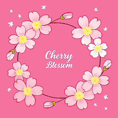 JPG 꽃잎 분홍색 일러스트 색연필 사람없음 화환 벚꽃 꽃봉오리 감성 원형프레임 꽃프레임 국내일러스트 AI일러스트 AI콘텐츠 꽃 컬러 컨셉 학용품 프레임 원형 파일형식