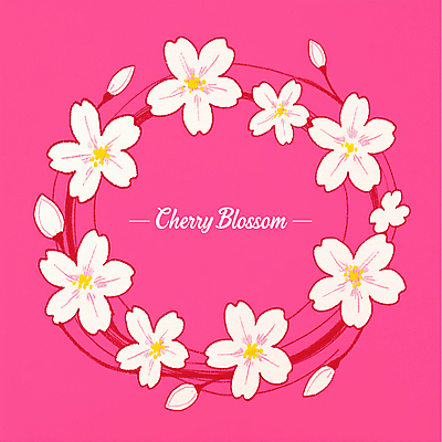 JPG 꽃잎 분홍색 일러스트 색연필 사람없음 화환 벚꽃 꽃봉오리 감성 원형프레임 꽃프레임 국내일러스트 AI일러스트 AI콘텐츠 꽃 컬러 컨셉 학용품 프레임 원형 파일형식
