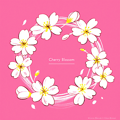 JPG 꽃잎 분홍색 일러스트 색연필 사람없음 화환 벚꽃 꽃봉오리 감성 원형프레임 꽃프레임 국내일러스트 AI일러스트 AI콘텐츠 꽃 컬러 컨셉 학용품 프레임 원형 파일형식