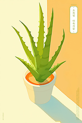 PSD 화분 일러스트 따뜻함 그림자 사람없음 연두색 햇빛 모던 다육식물 미니멀 국내일러스트 식물 초록색 태양 파일형식