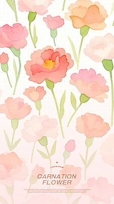 PSD 분홍색 꽃무늬 꽃백그라운드 일러스트 수채화 사랑 사람없음 풀잎 어버이날 카네이션 꽃봉오리 감사 가정의달 플라워패턴 국내일러스트 기념일 꽃 감정 컬러 백그라운드 잎 무늬 패턴 풀_식물 5월 파일형식