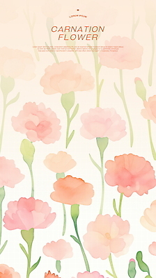 PSD 분홍색 꽃무늬 꽃백그라운드 일러스트 수채화 사랑 사람없음 풀잎 어버이날 카네이션 꽃봉오리 감사 가정의달 플라워패턴 국내일러스트 기념일 꽃 감정 컬러 백그라운드 잎 무늬 패턴 풀_식물 5월 파일형식