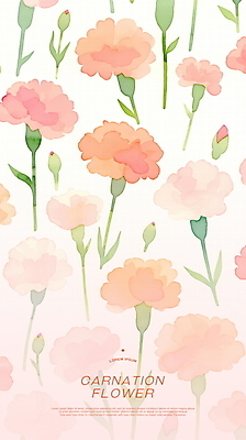 PSD 분홍색 꽃무늬 꽃백그라운드 일러스트 수채화 사랑 사람없음 풀잎 어버이날 카네이션 꽃봉오리 감사 가정의달 플라워패턴 국내일러스트 기념일 꽃 감정 컬러 백그라운드 잎 무늬 패턴 풀_식물 5월 파일형식