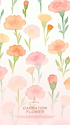 PSD 분홍색 꽃무늬 꽃백그라운드 일러스트 수채화 사랑 사람없음 풀잎 어버이날 카네이션 꽃봉오리 감사 가정의달 플라워패턴 국내일러스트 기념일 꽃 감정 컬러 백그라운드 잎 무늬 패턴 풀_식물 5월 파일형식