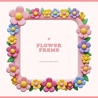 PSD 편집이미지 분홍색 잎 봄꽃 사각프레임 사람없음 3D 꽃프레임 카피스페이스 이미지편집 편집3D 식물 꽃 컬러 프레임 사각형 봄 공백 디지털합성 파일형식