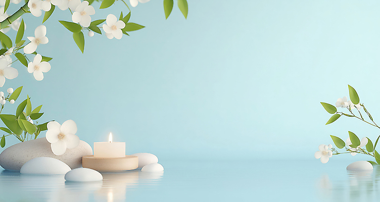 JPG 편집이미지 꽃 하늘색 촛불 나뭇잎 사람없음 햇빛 평화 봄 조약돌 수면 힐링 청량 편집실사 AI포토 AI콘텐츠 식물 계절 컨셉 잎 초 물 파란색 태양 돌_바위 CG 파일형식