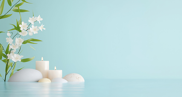 JPG 편집이미지 꽃 하늘색 촛불 나뭇잎 사람없음 햇빛 평화 봄 조약돌 수면 힐링 청량 편집실사 AI포토 AI콘텐츠 식물 계절 컨셉 잎 초 물 파란색 태양 돌_바위 CG 파일형식