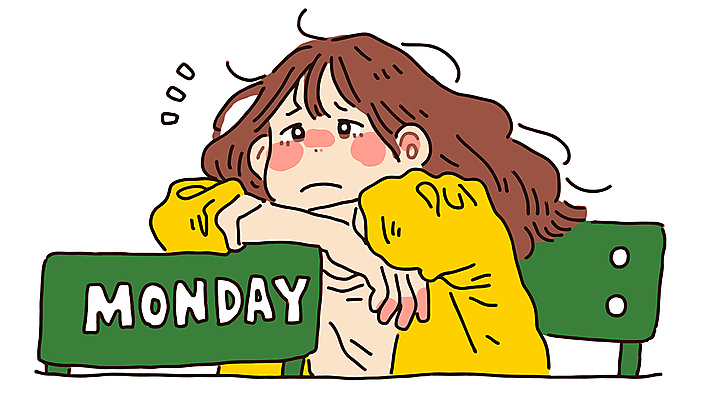 여자 일러스트 피곤 한명 상반신 성인 기댐 월요일 성인여자한명만 국내일러스트 AI파일 1 컨셉 모션 사람 요일 여자한명만 성인여자만 파일형식 벡터