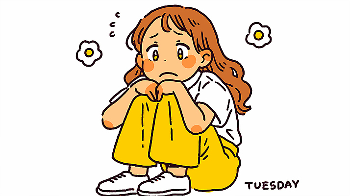 전신 여자 꽃 일러스트 한명 성인 웅크림 우울감 화요일 성인여자한명만 국내일러스트 AI파일 식물 1 감정 모션 사람 요일 여자한명만 성인여자만 파일형식 벡터