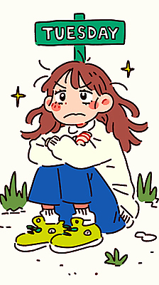 전신 여자 일러스트 한명 성인 반짝임 표지판 풀잎 결심 웅크림 화요일 성인여자한명만 국내일러스트 AI파일 1 컨셉 잎 모션 알림판 사람 풀_식물 요일 여자한명만 성인여자만 파일형식 벡터