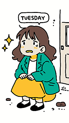 전신 여자 말풍선 일러스트 한명 성인 반짝임 웅크림 우울감 화요일 성인여자한명만 국내일러스트 AI파일 1 감정 모션 사람 요일 여자한명만 성인여자만 파일형식 벡터