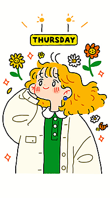 여자 꽃 행복 일러스트 한명 미소 상반신 성인 반짝임 손들기 목요일 성인여자한명만 국내일러스트 AI파일 식물 1 감정 모션 표정 사람 요일 여자한명만 성인여자만 파일형식 벡터