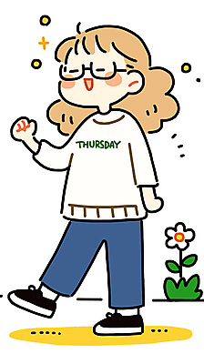 전신 여자 꽃 행복 일러스트 한명 미소 성인 파이팅 목요일 성인여자한명만 안경낌 국내일러스트 AI파일 식물 1 감정 안경 모션 표정 사람 요일 여자한명만 성인여자만 파일형식 벡터