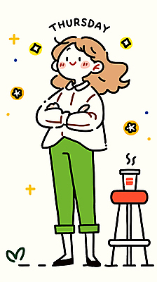 전신 여자 행복 일러스트 한명 미소 성인 컵 팔짱 수증기 목요일 성인여자한명만 국내일러스트 AI파일 1 식기 감정 모션 표정 사람 요일 여자한명만 성인여자만 파일형식 벡터