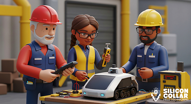 PSD 편집이미지 여자 노년 남자 미래 들기 성인 세명 3D 엔지니어 안전모 안전조끼 첨단기계 안경낌 AI_인공지능 편집3D 안경 컨셉 모션 사람 기계 기술자 헬멧 안전장비 디지털합성 파일형식