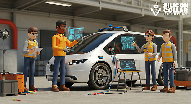 전신 PSD 편집이미지 여자 남자 자동차 미래 작업복 들기 여러명 성인 노트북 3D 엔지니어 책상 첨단기계 홀로그램 성인만 AI_인공지능 편집3D 옷 육상교통 가구 다수 컨셉 모션 사람 전자제품 기계 기술자 디지털합성 파일형식