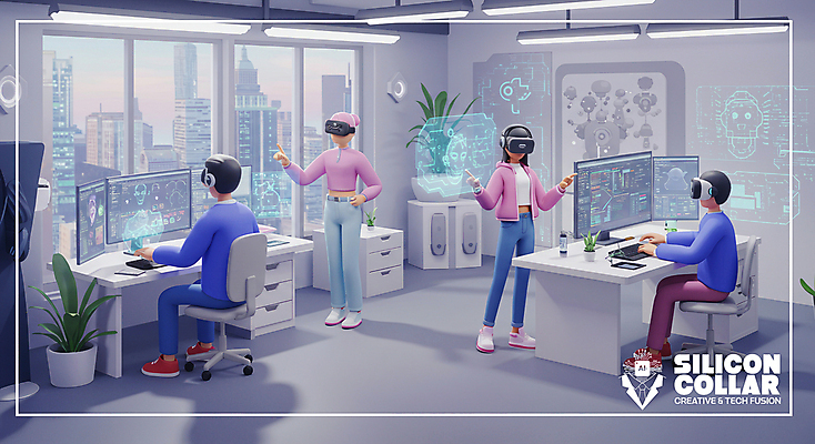 전신 PSD 편집이미지 여자 남자 화분 의자 창문 미래 앉기 여러명 성인 사무실 3D 모니터 도시 직장인 책상 첨단기계 홀로그램 성인만 VR기기 AI_인공지능 편집3D 직업 가구 다수 컨셉 비즈니스 모션 사람 컴퓨터 기계 디지털합성 가상현실 파일형식