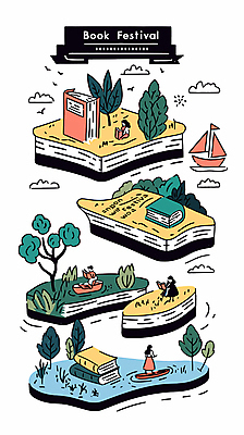 나무 구름 디자인 여자 남자 예술 일러스트 상상 앉기 여러명 성인 책 물 독서 라벨 나룻배 북페스티벌 성인만 국내일러스트 AI파일 자연요소 식물 다수 배_교통 모션 프레임 사람 축제 파일형식 벡터