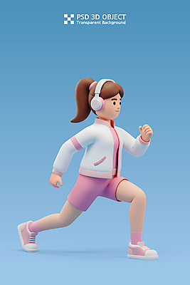 전신 PSD 편집이미지 여자 3D캐릭터 한명 미소 성인 파란색 운동복 운동 3D 헤드셋 런지 성인여자한명만 편집3D 캐릭터 1 옷 컬러 음향기기 표정 건강 사람 헤드폰 디지털합성 여자한명만 성인여자만 파일형식
