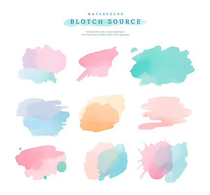 PSD 일러스트 붓터치 수채화 사람없음 컬러풀 오브젝트 번짐 겹침 엘리먼트 국내일러스트 컬러 파일형식 효과