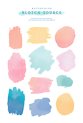 PSD 일러스트 붓터치 수채화 사람없음 컬러풀 오브젝트 번짐 엘리먼트 국내일러스트 컬러 파일형식 효과