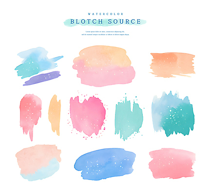 PSD 일러스트 붓터치 수채화 사람없음 컬러풀 오브젝트 번짐 엘리먼트 국내일러스트 컬러 파일형식 효과