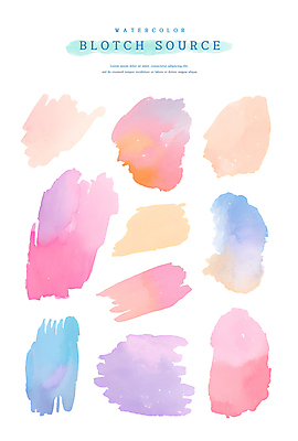 PSD 일러스트 붓터치 수채화 사람없음 컬러풀 오브젝트 번짐 엘리먼트 국내일러스트 컬러 파일형식 효과