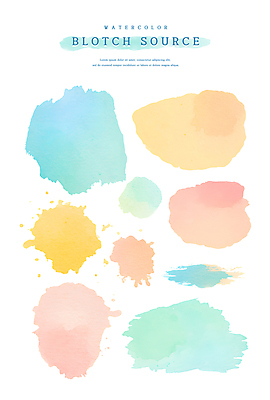 PSD 일러스트 붓터치 수채화 사람없음 컬러풀 오브젝트 번짐 엘리먼트 국내일러스트 컬러 파일형식 효과