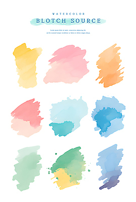 PSD 일러스트 붓터치 수채화 사람없음 컬러풀 오브젝트 번짐 엘리먼트 국내일러스트 컬러 파일형식 효과