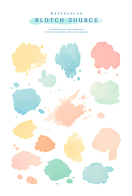 PSD 일러스트 붓터치 수채화 사람없음 컬러풀 오브젝트 번짐 엘리먼트 국내일러스트 컬러 파일형식 효과