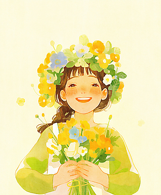 JPG 여자 행복 어린이 꽃다발 일러스트 봄꽃 한명 미소 들기 소녀 상반신 연두색 햇빛 평화 화관 봄풍경 풀잎 화사함 소녀한명만 국내일러스트 AI일러스트 AI콘텐츠 1 꽃 감정 컨셉 잎 모션 표정 사람 풍경 초록색 태양 봄 풀_식물 여자한명만 소녀만 파일형식