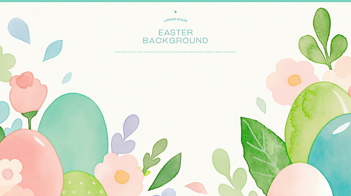 PSD 꽃 기독교 백그라운드 잎 일러스트 수채화 사람없음 부활절계란 파스텔톤 국내일러스트 식물 종교 컬러 부활절 계란 파일형식